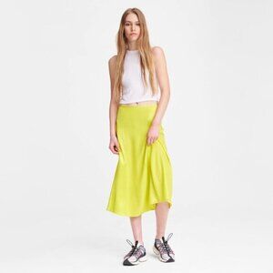NWT Rag  &  Bone lime green silk midi skirt, 6